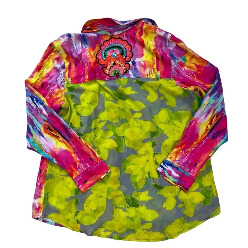 Soft Surroundings PM Festiva Embellished Vibrant Button Front Top Blouse Tunic - Picture 4 of 15